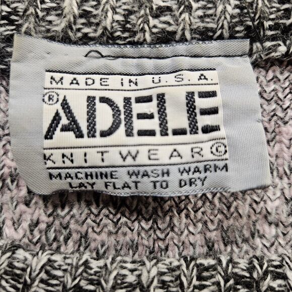 Vintage 80s Adele Knitwear Sweater Made in USA Chunky Geometric Womens M Retro - Picture 6 of 8
